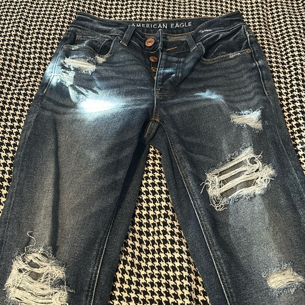American eagle stretch mom jeans distressed
